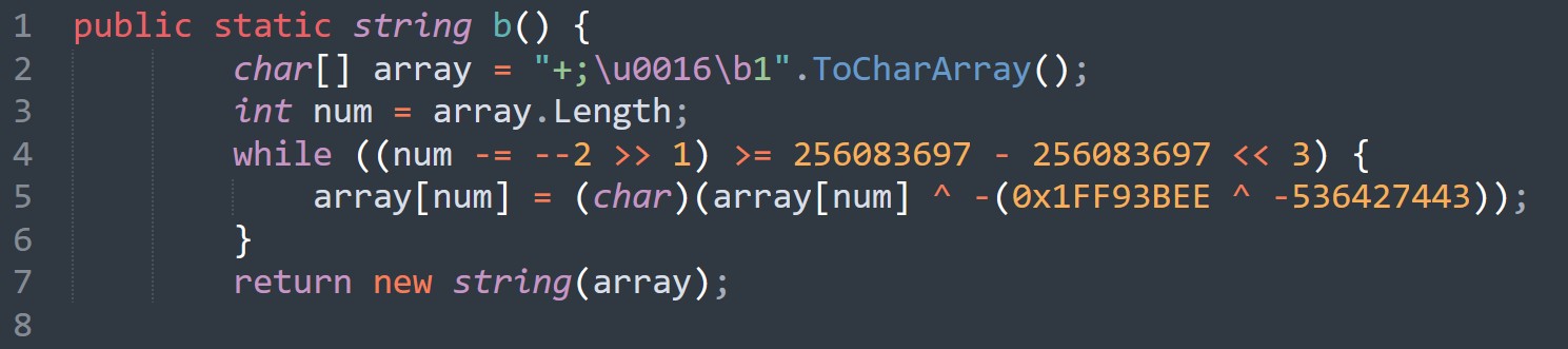 Screenshot of b code