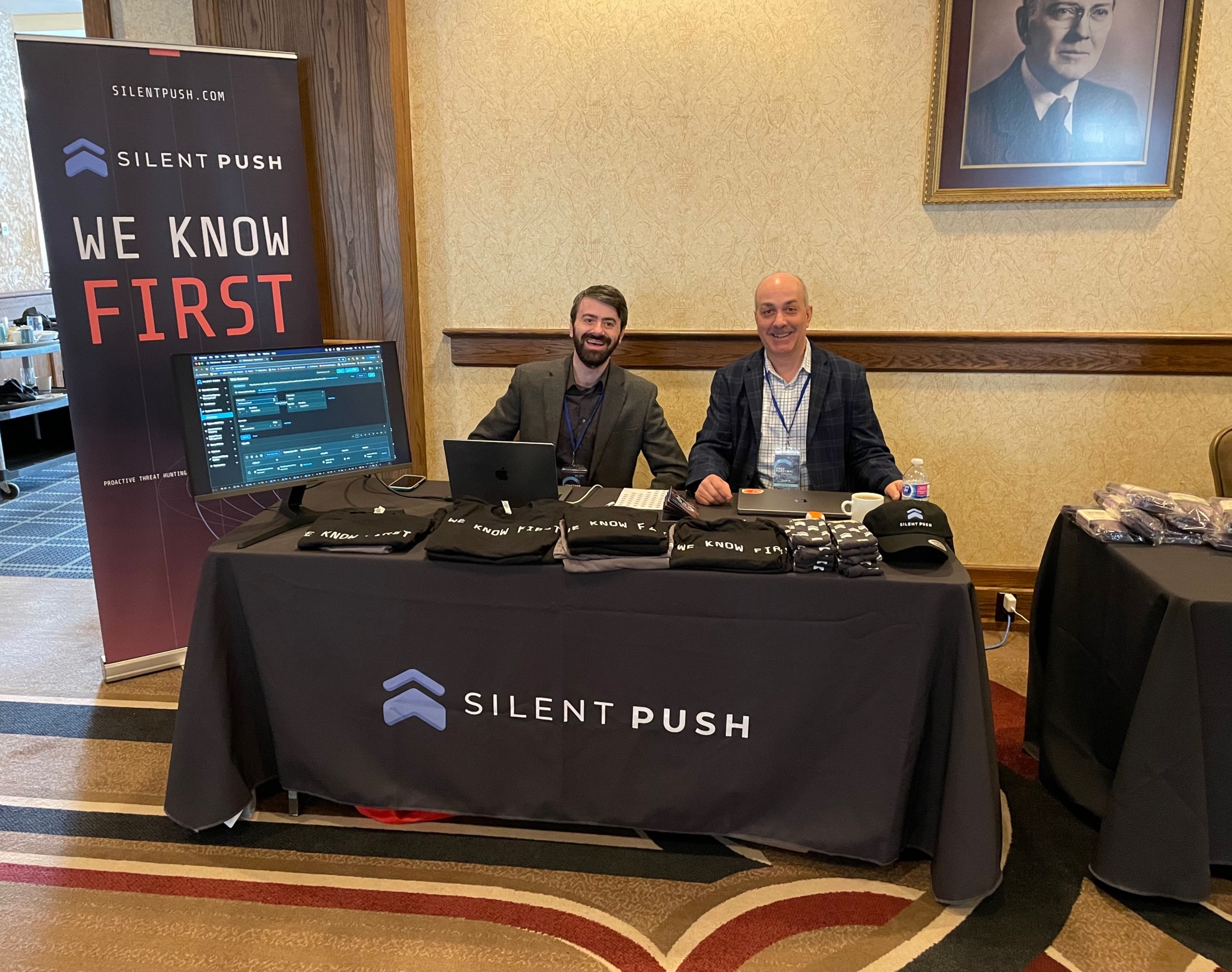 Jonathan Peyster and Greg Kardynal at the Silent Push table for the Banff 2024 Securit Summit