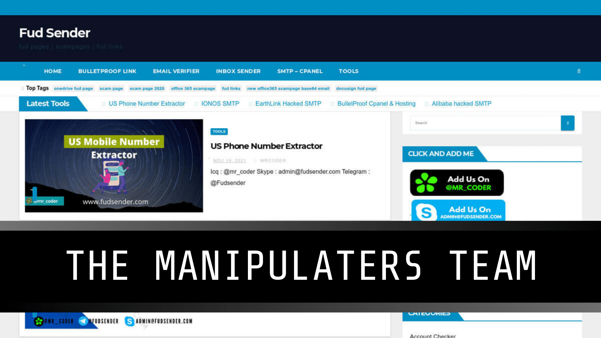screenshot of Fud Sender webpage