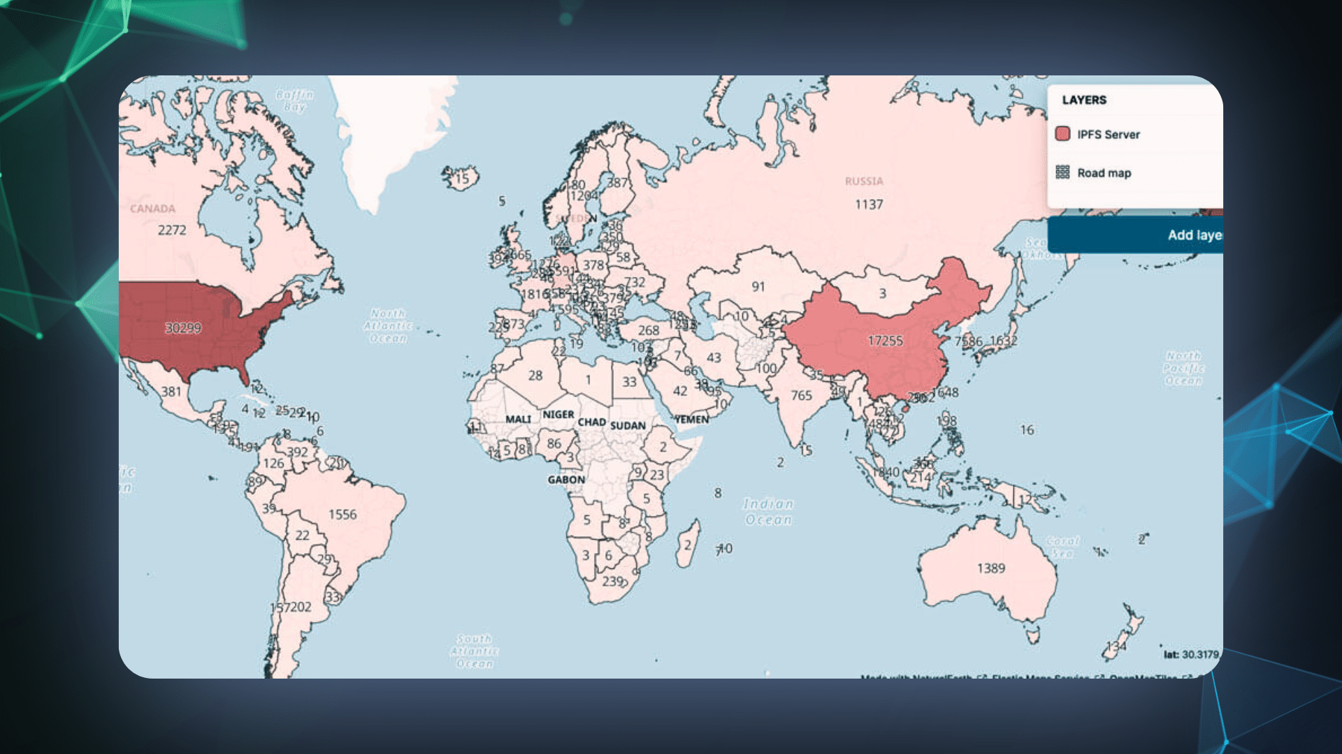 World map with data points