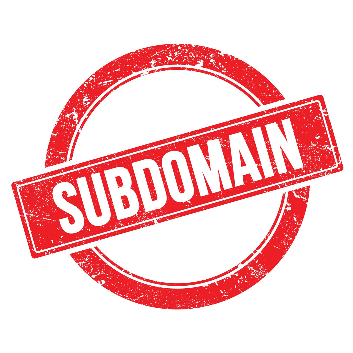 Big red stamp saying Subdomain in the middle