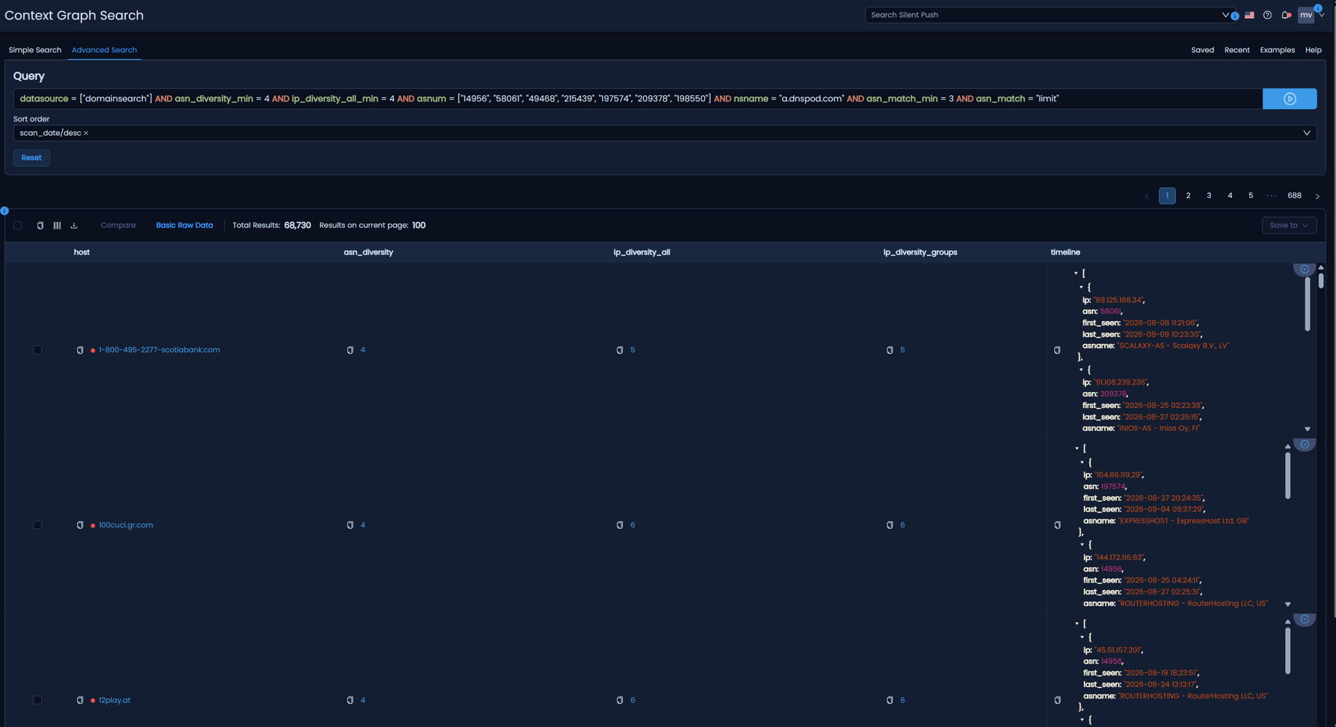 Domain search fast flux detection