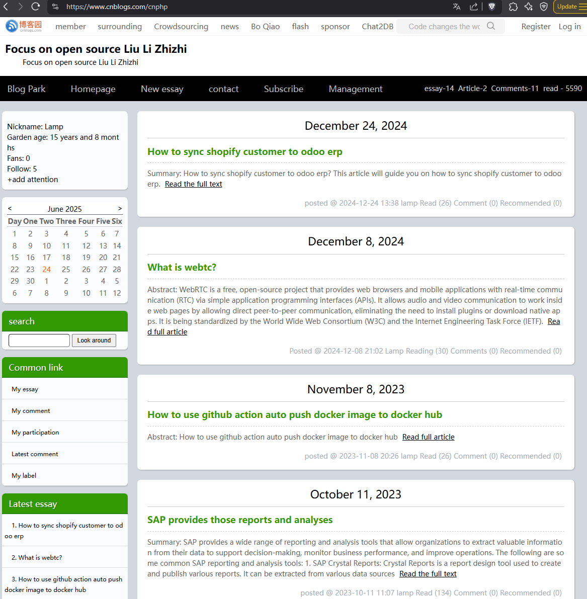 Screenshot of Liu's third "Focus on Open Source" blog