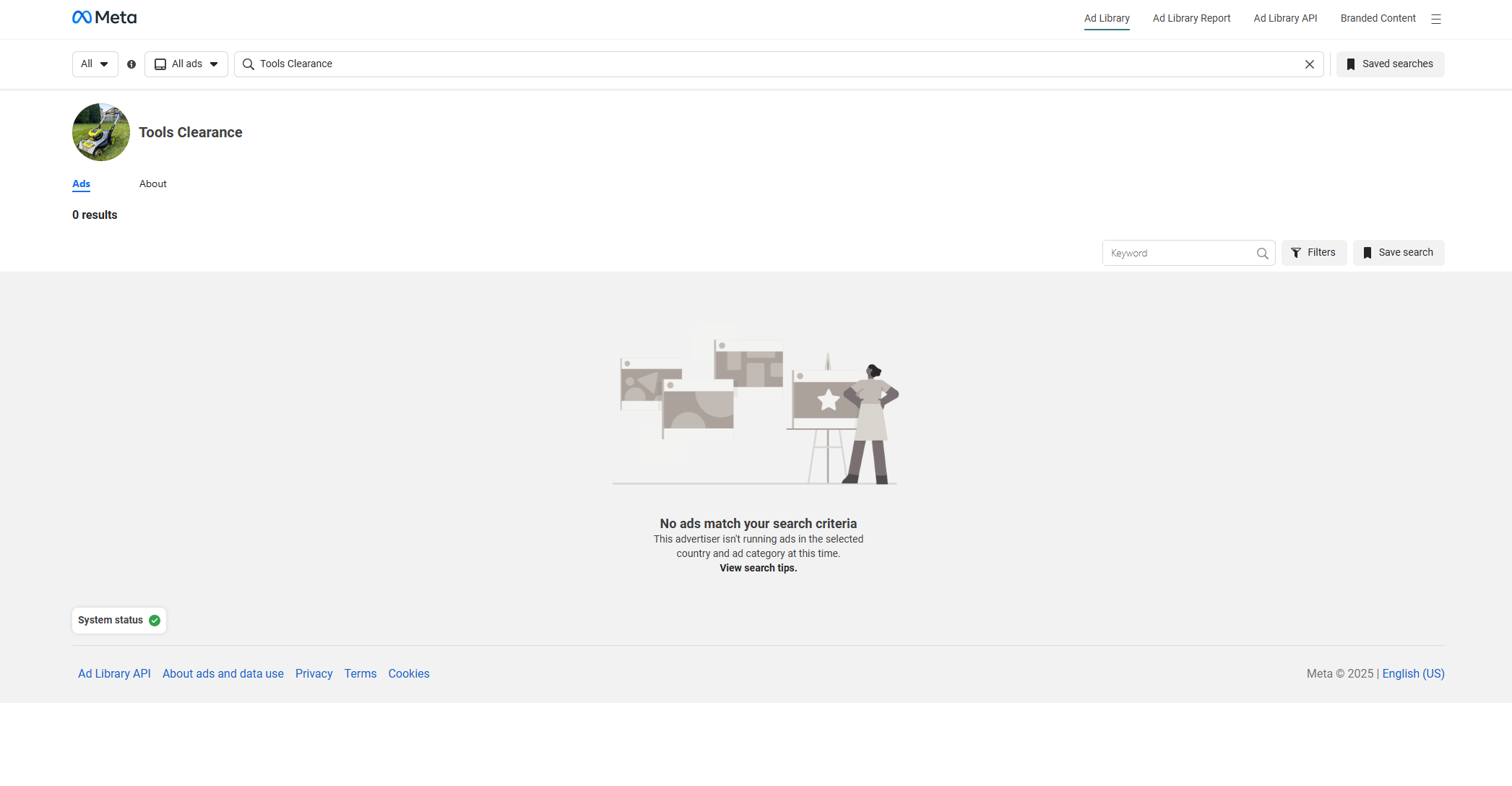 Screenshot May 27, 2025 showing all traces of "Tools Clearance" were gone from the marketplace library