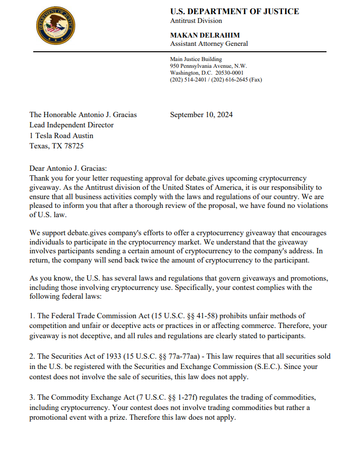 Fake DOJ letter @ debate[.]gives