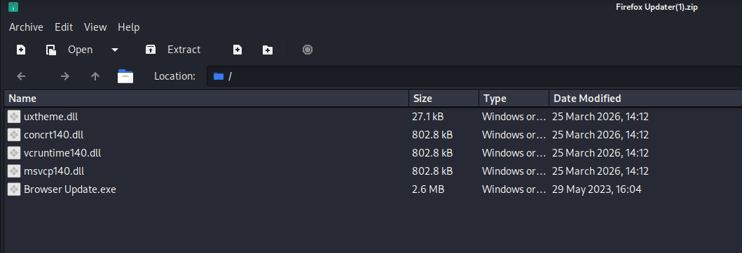 Screenshot of the ZIP file downloaded by the update, fig. 11
