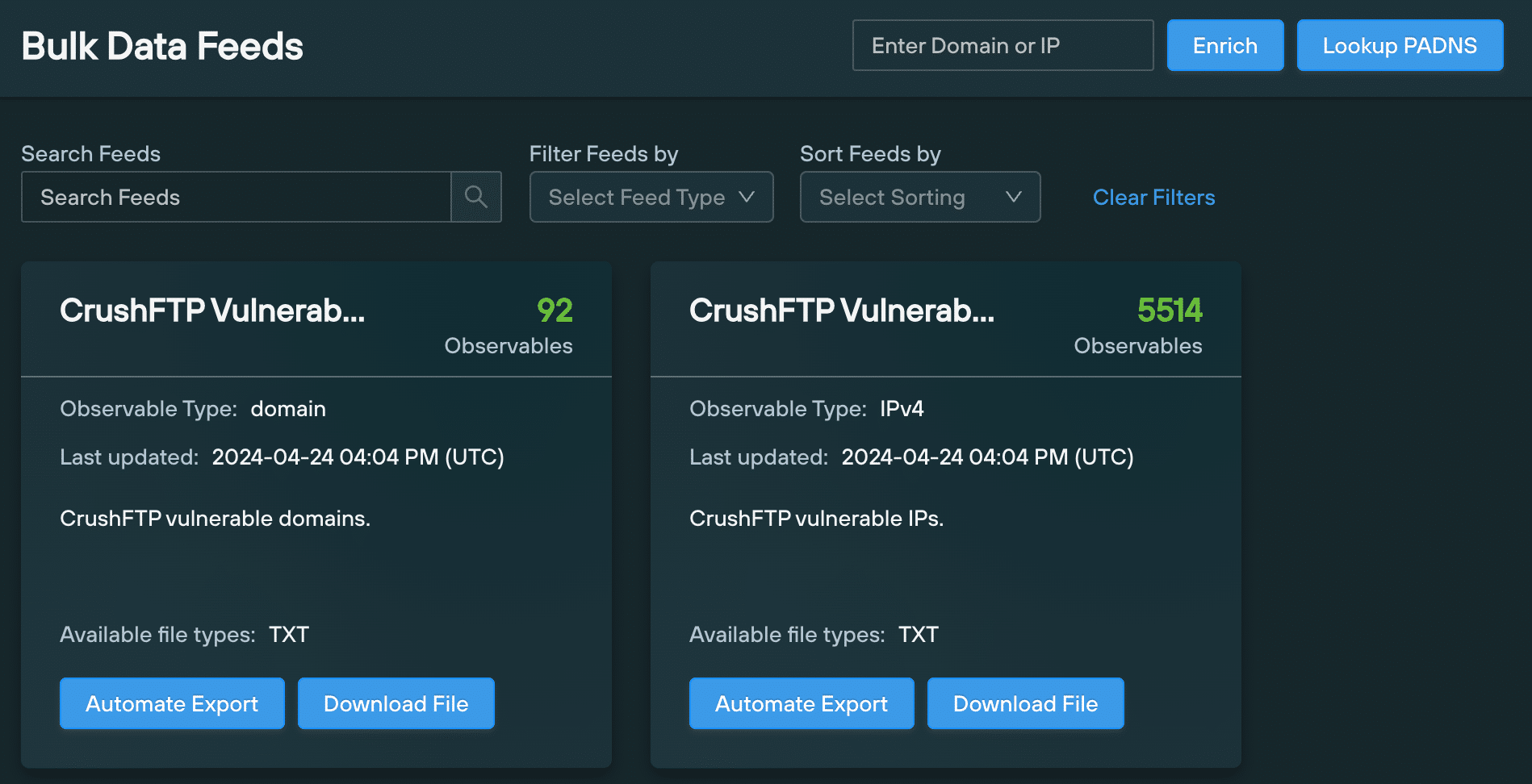 Silent Push CrushFTP Bulk Data Feeds