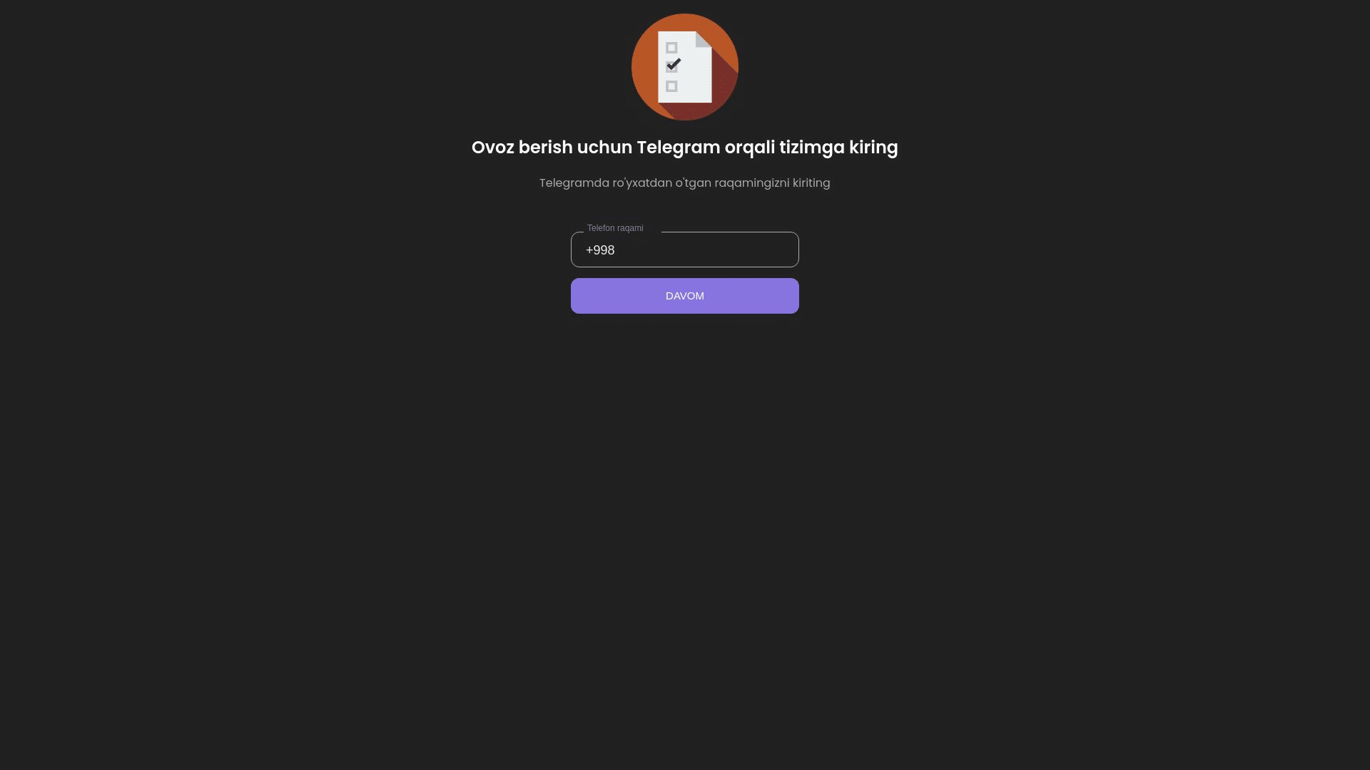 Screenshot of vote-uzbekistan48[.]top using the Silent Push 'Live Scan' screenshot feature. 