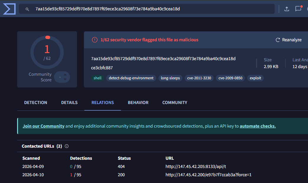 Screenshot of VirusTotal results, fig. 32