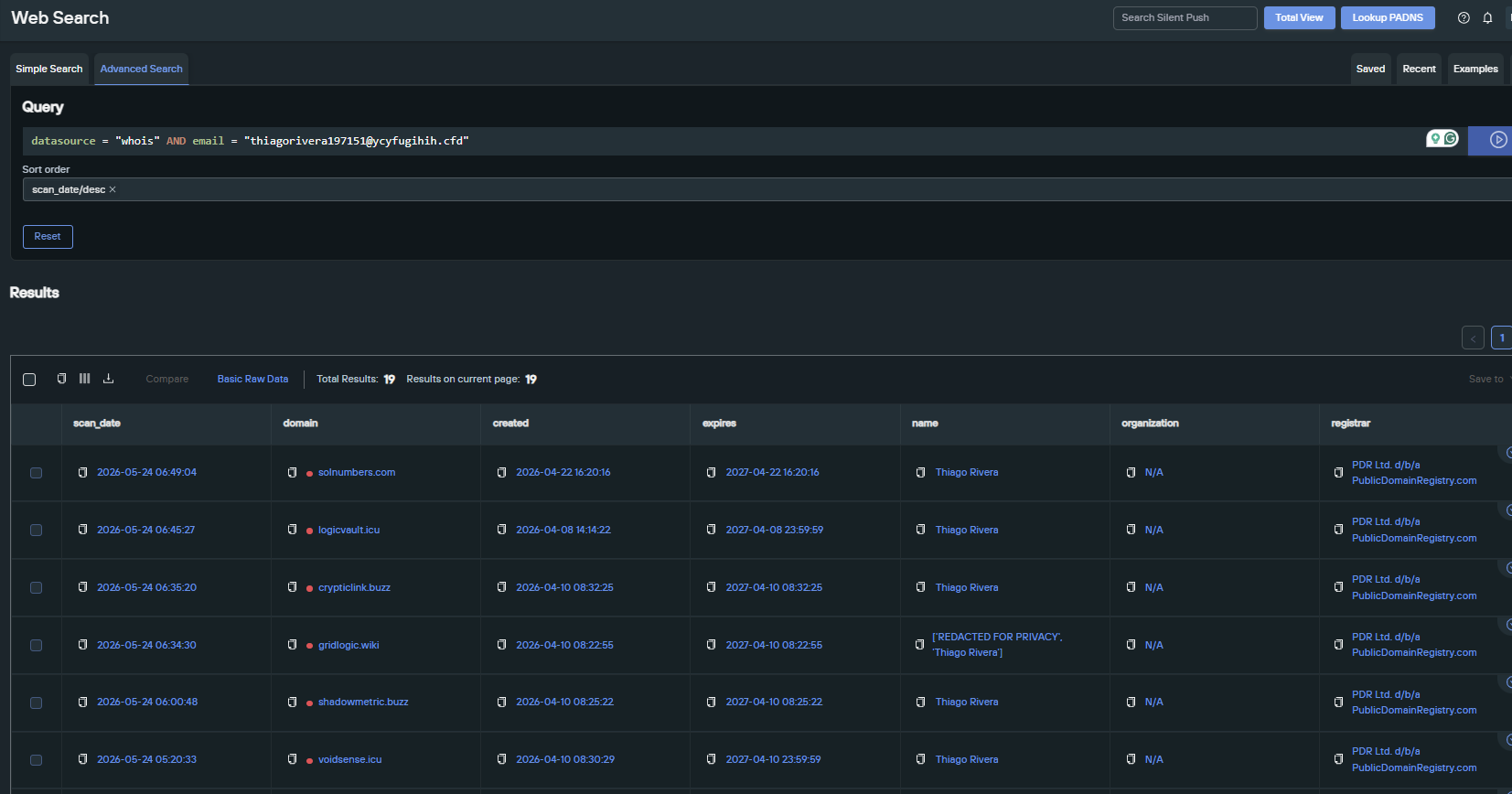 Screenshot of Web Search, whois, fig. 5