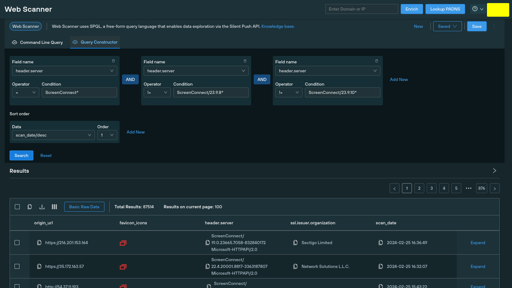 Silent Push Web Scanner