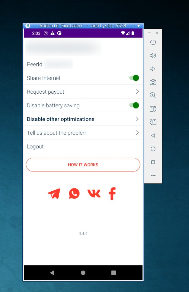Screenshot of the App Running in our lab