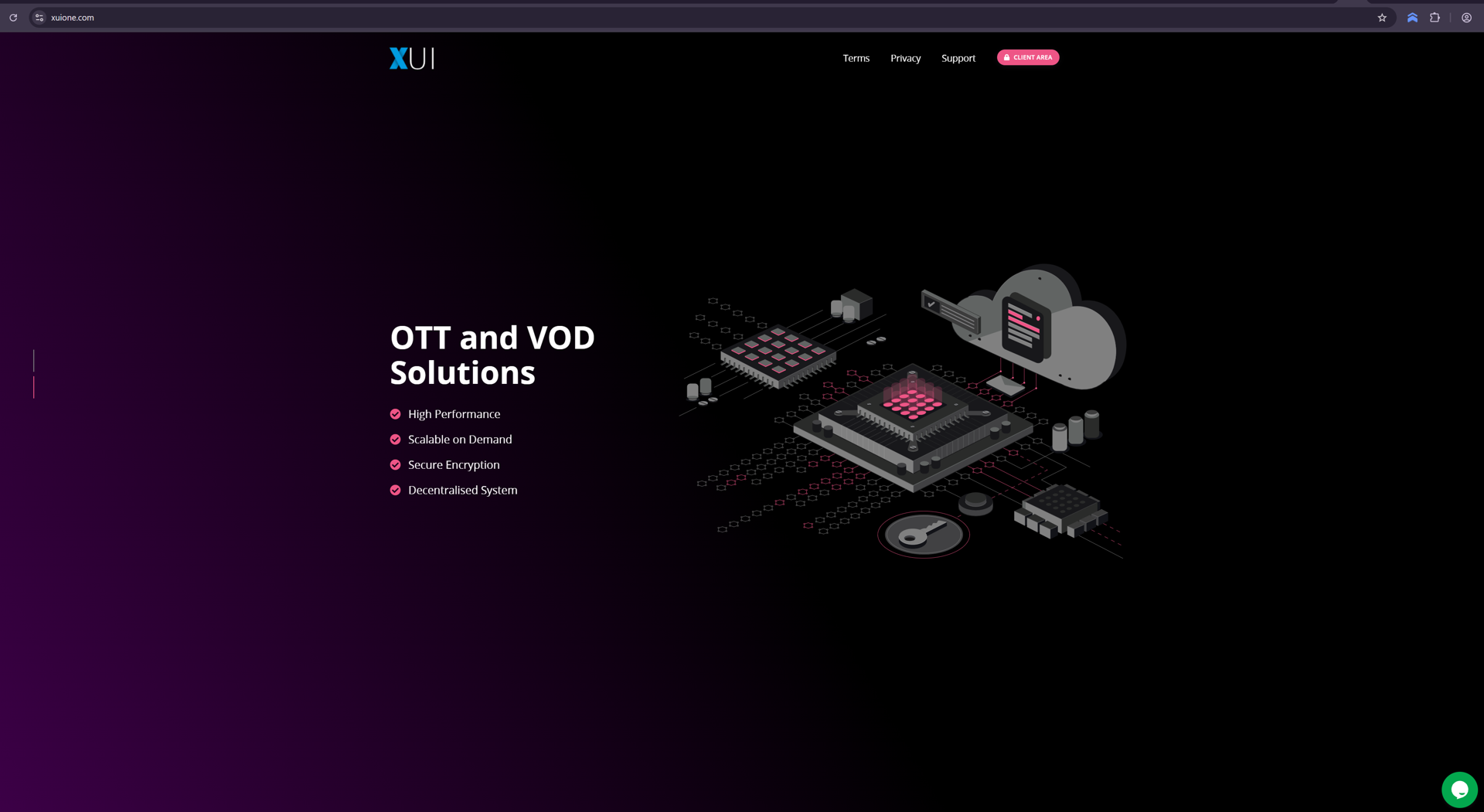 Screenshot of XUIone website page