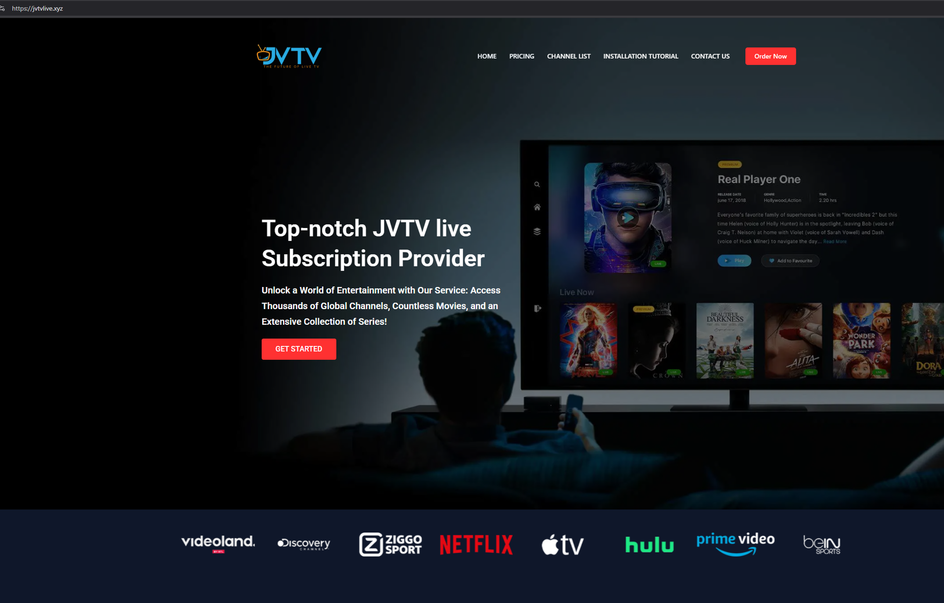  Screenshot of “jvtvlive[.]xyz” website