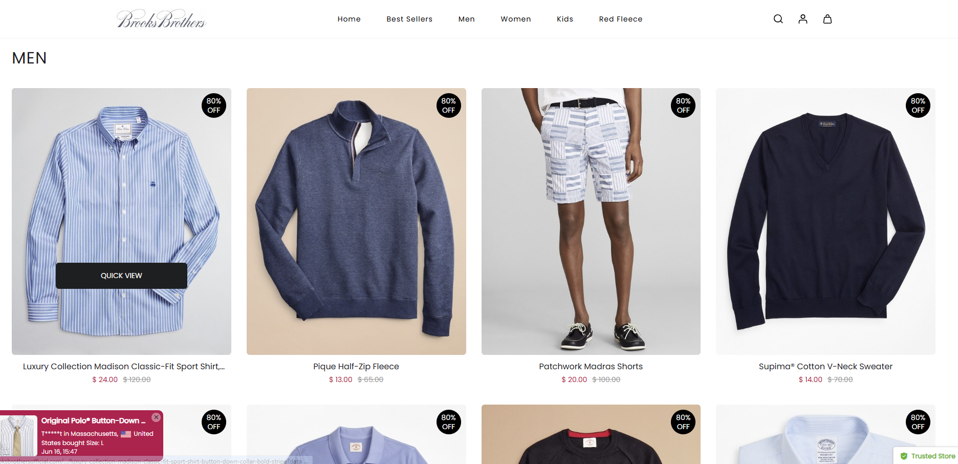 Example of the spoofing site abusing the Brooks Brothers' brand