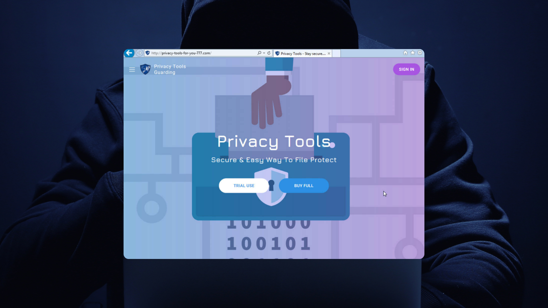 screenshot of a privacy tools website