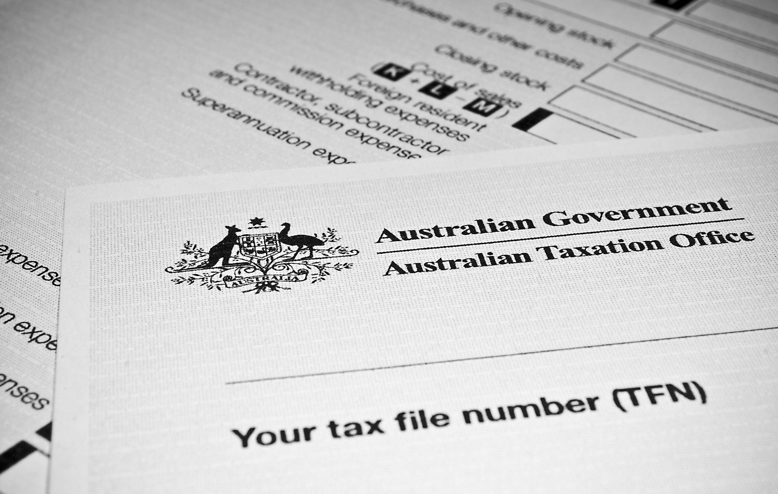 Paperwork from the Australian Taxation Office