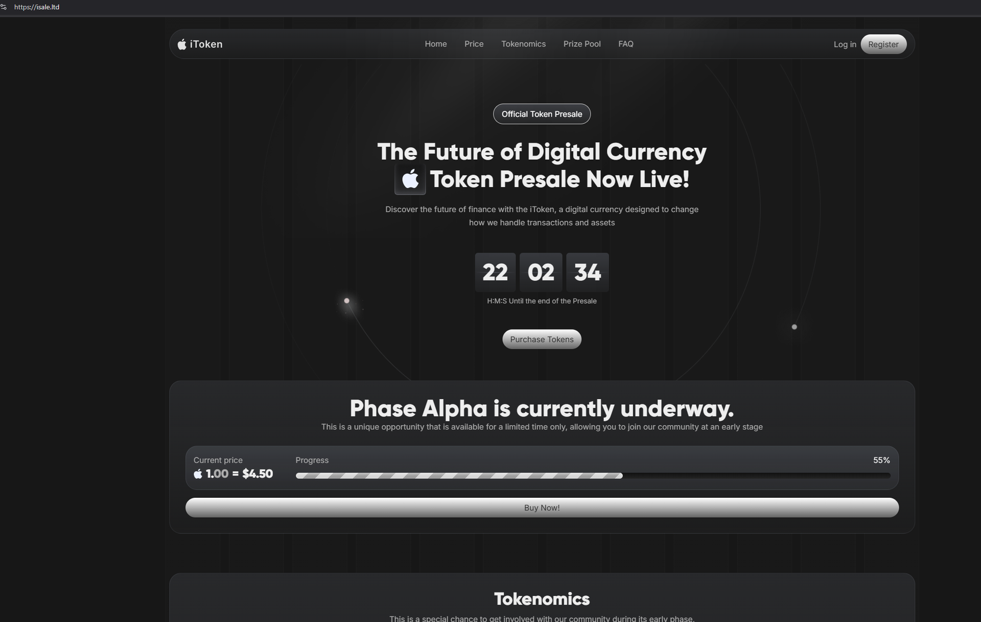 Screenshot of isale[.]ltd fake token presale page