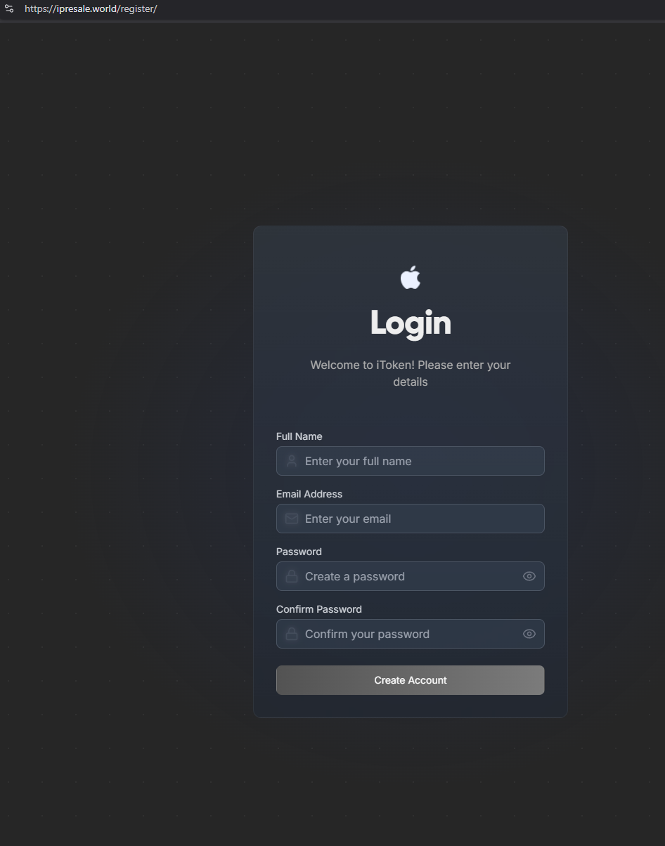 The Register page on ipresale[.]world 