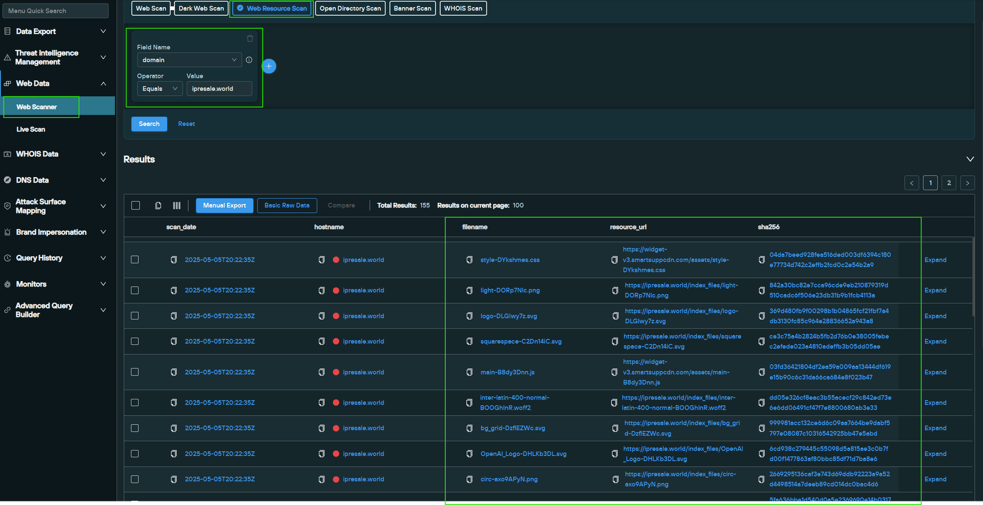 Silent Push Web Resources domain search for "ipresale[.]world"